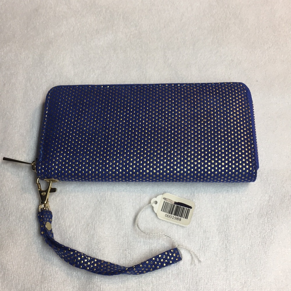 2 Chic Blue & Gold Wallet/Wristlet